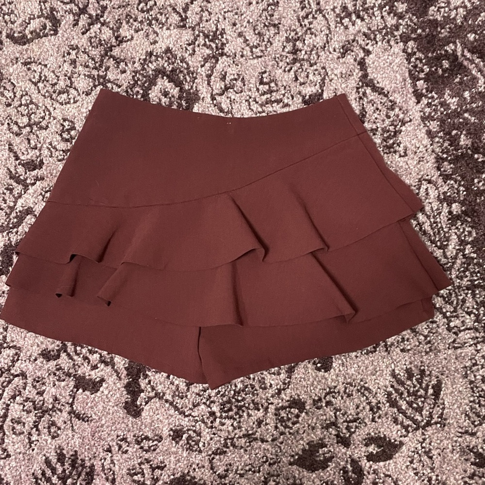 red-purple ruffle skort